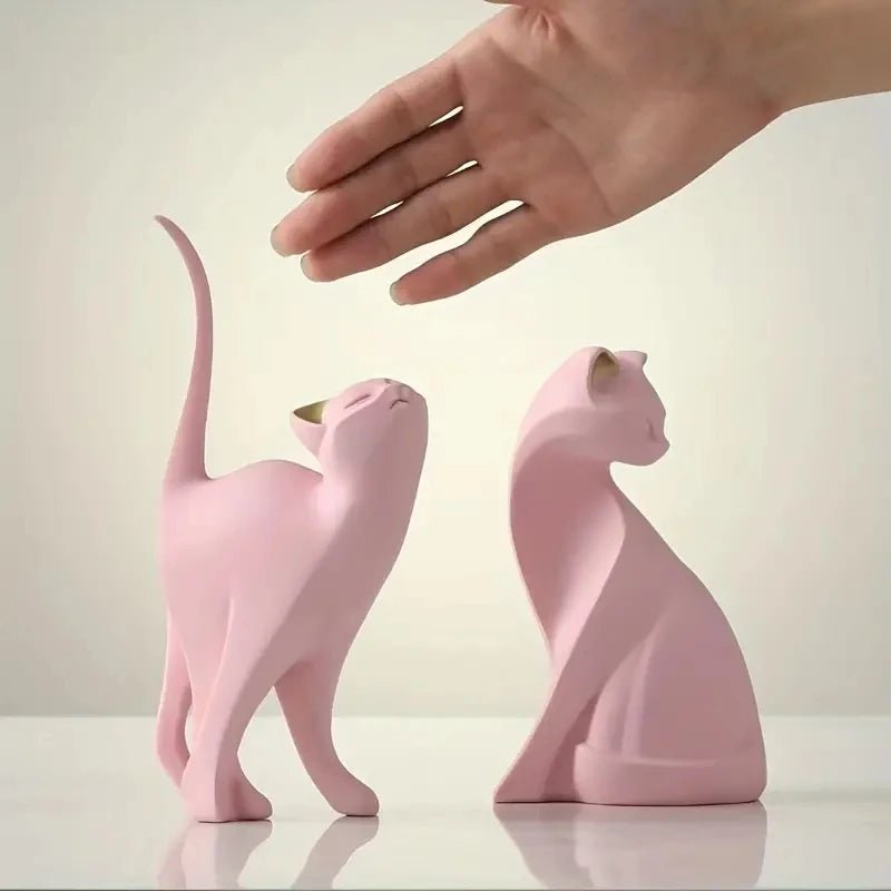 Escultura de Casal de Gatos em Resina - Feito Em Casa - Feito em Casa